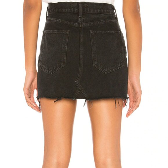AGOLDE Quinn Buttonfly Denim Mini Skirt in Cult Black Size 24 $128 - Picture 8 of 9